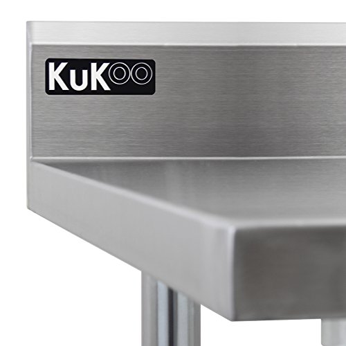 Kukoo -Mesa de Trabajo de Acero Inoxidable, Mesa de Cocina para gastronomía, Mesa de Acero Inoxidable con Estante Inferior Extra Grande Hostelería |152 cm, Capacidad de carga 250kg | 2 telas de microfibra