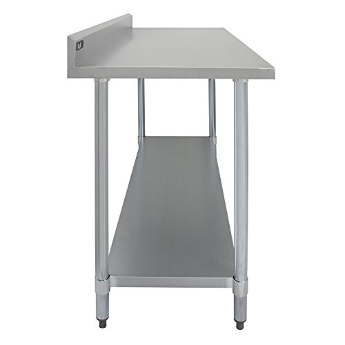 Kukoo -Mesa de Trabajo de Acero Inoxidable, Mesa de Cocina para gastronomía, Mesa de Acero Inoxidable con Estante Inferior Extra Grande Hostelería |152 cm, Capacidad de carga 250kg | 2 telas de microfibra