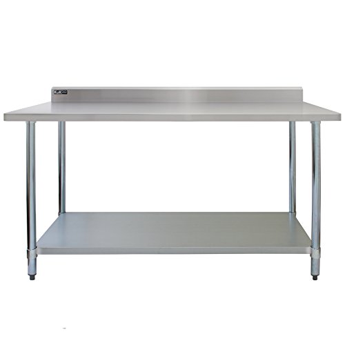 Kukoo -Mesa de Trabajo de Acero Inoxidable, Mesa de Cocina para gastronomía, Mesa de Acero Inoxidable con Estante Inferior Extra Grande Hostelería |152 cm, Capacidad de carga 250kg | 2 telas de microfibra