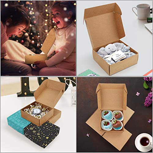 Kurtzy Caja Carton Craft Marrón (Pack de 50) - Medidas 12 x 12 x 5 cm - Cajas Automontables para Regalo - Caja Kraft para Fiestas, Cumpleaños, Bodas, Fiestas - Cajitas de Carton Reciclable