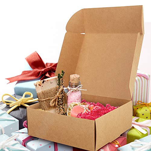 Kurtzy Caja Carton Craft Marrón (Pack de 50) - Medidas 12 x 12 x 5 cm - Cajas Automontables para Regalo - Caja Kraft para Fiestas, Cumpleaños, Bodas, Fiestas - Cajitas de Carton Reciclable