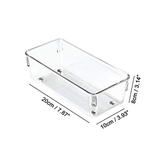 Kurtzy Pack 4 Bandeja Nevera Organizador de Frigorífico - Cestas Acrílico Transparente - Organizar Nevera Alacena y Cocina - Cajon Frigorifico Bandeja Organizar Baño – Congelador y Cajón (20cm)