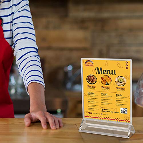 Kurtzy Titular de Menú (6 Pcs) - A6 Acrílico Menu Soporte - Presentación de Doble Cara - Transparente Soporte para Cartel Ideal para Anuncio, Restaurantes, Marcos de fotos, Documentos y Menú