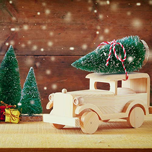 KUUQA 46Pcs Mini Navidad Village Trees Cepillo de Botella Árboles Sisal Árboles de Bosque nevado con Coronas navideñas para Decoraciones de Casas de Navidad, Modelos de Diorama