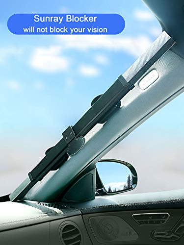 Kwak's Parasol Automática Plegable para el Coche Bloqueador de Rayos Solares Potente Ventosa Protección Solar para Enfriar el Coche Sombrilla Telescópica del Parabrisas del Coche(80 cm)