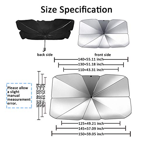 Kwak's Parasol del Coche Parabrisas Paraguas del automóvil UPF50+ Parasol de Corte UV para guardabrisa para Proteger el Interior del Auto(1#Grande)