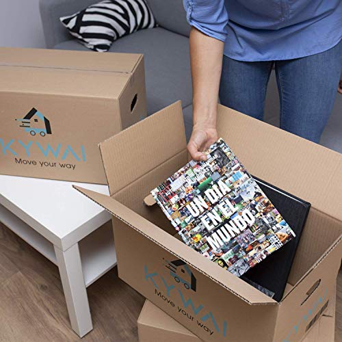 KYWAI. Pack 10 Cajas Carton Mudanza y Almacenaje 500x300x300. Grandes con asas. Ultraresistentes Caja carton alta calidad reforzado. Fabricadas ESPAÑA 100% ECO.