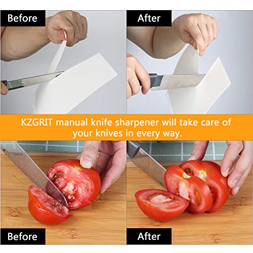 KZGRIT Afilador de Cuchillos, Ayuda a Reparar, Restaurar y Pulir Cuchillas, Afiladores Manuales Profesional de 3 Etapas con Mango Ergonómico & Base Antideslizante (Negro)