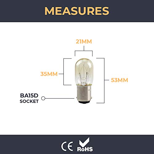 La Canilla ® - Bombilla Máquina de Coser Alfa, Singer, Sigma Lámpara Incandescente Bayoneta Ba15D 15W 220V