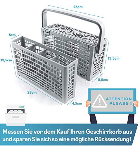 La cesta cubiertos lavavajillas original de Plemont® [23x8,5 & 4,5x13,5cm] Cesta de lavavajillas universal con una innovadora solución 2 en 1- Cesta lavavajillas fabricado con plástico resistente
