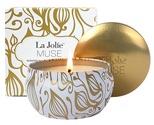 La Jolíe Muse Velas perfumadas de Coco y Vainilla 100% Soja Aromaterapia Lata de Viaje de 35-45 Horas