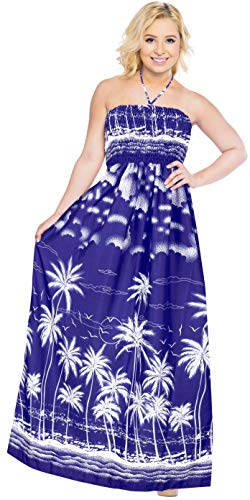 LA LEELA Midi Beachwear Encubrir Bodycon Vestido Tubo Azul_Y244 ES TAMAÑO: 32 (2XS) - 44 (XL)