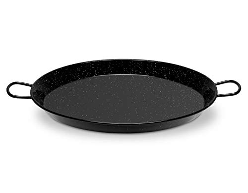 La Valenciana 36 cm Acero esmaltado para Cocina de inducción Paella de cerámica con Asas, Negro, 36.0 cm