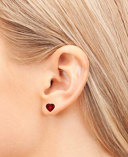 Laimons Pendientes para mujer Disco con forma de corazón Rojo Brillante Plata de ley 925