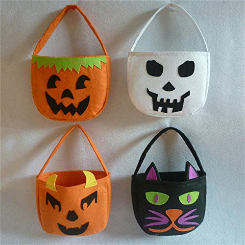 LALLing 2 Piezas Bolsas Bolsa de Dulces Calabaza Bruja Fantasma Blanca Gato Negro Hallowmas Kid's Trick or Treat Candy Bags