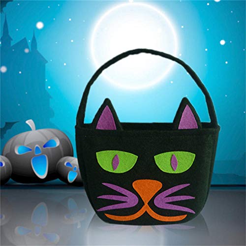 LALLing 2 Piezas Bolsas Bolsa de Dulces Calabaza Bruja Fantasma Blanca Gato Negro Hallowmas Kid's Trick or Treat Candy Bags