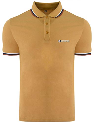 Lambretta - Polo para hombre con triple punta Marrón Galletas / blanco/ azul marino / especias árabes S