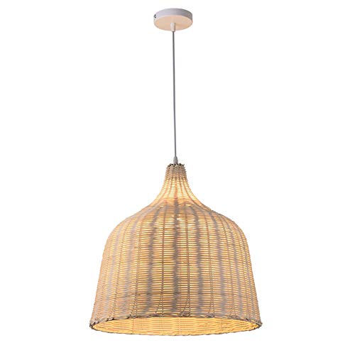 Lámpara colgante de mimbre, E27 Vintage Mano lámpara de ratán de bambú Sombra Colgante de luz de Techo para Restaurante salón Pasillo Dormitorio café iluminación Bambú Natural Y Rattan Araña de luces