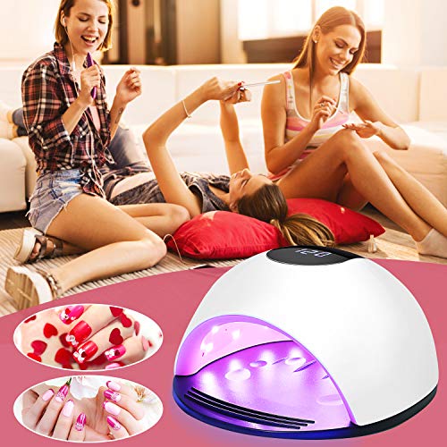 Lámpara LED UV Uñas, Nivlan 72W Lámpara LED Uñas Pantalla LCD Secador de uñas de Botón Táctil Sensor Automático de infrarrojos, Lampara uñas con 4 Temporizador Profesional de 10s, 30s, 60s y 120 s