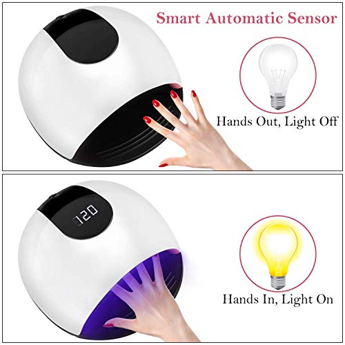 Lámpara LED UV Uñas, Nivlan 72W Lámpara LED Uñas Pantalla LCD Secador de uñas de Botón Táctil Sensor Automático de infrarrojos, Lampara uñas con 4 Temporizador Profesional de 10s, 30s, 60s y 120 s