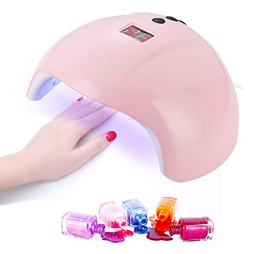 Lampara Led UV Uñas,Secador de uñas de Lampara uñas con 3 temporizadores de 30s, 60s y 90 s,Pantalla LCD, Ideal para uñas de gel y todo tipo de manicura (Rosa)