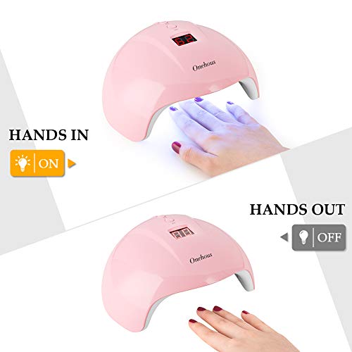 Lampara Led UV Uñas,Secador de uñas de Lampara uñas con 3 temporizadores de 30s, 60s y 90 s,Pantalla LCD, Ideal para uñas de gel y todo tipo de manicura (Rosa)