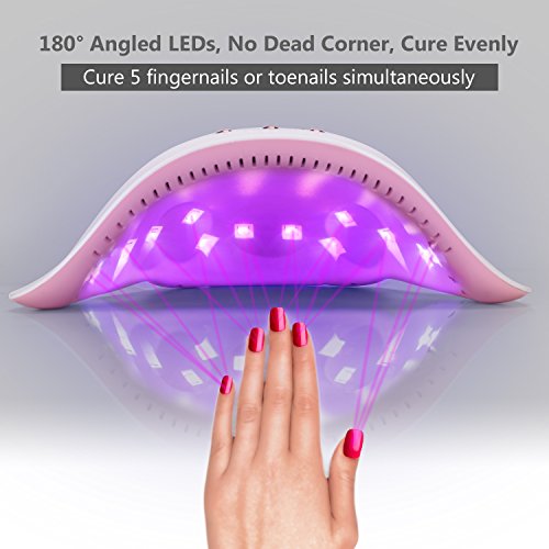 Lámpara Secador de Uñas, Carttiya LED/UV Gel Esmalte de Uñas Curado Luz Máquina, Con Sensor Automático y Pantalla LCD Para Manicura/Pedicure Nail Art en el Hogar y el Salón,12W