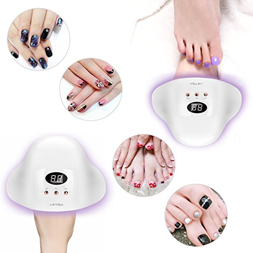 Lámpara Secador de Uñas, Carttiya LED/UV Gel Esmalte de Uñas Curado Luz Máquina, Con Sensor Automático y Pantalla LCD Para Manicura/Pedicure Nail Art en el Hogar y el Salón,12W