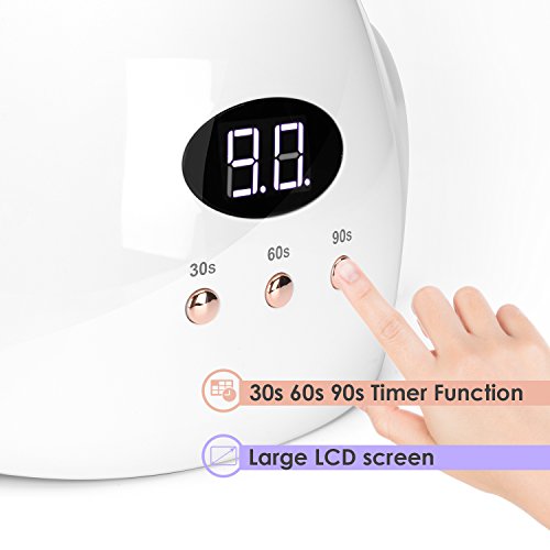 Lámpara Secador de Uñas, Carttiya LED/UV Gel Esmalte de Uñas Curado Luz Máquina, Con Sensor Automático y Pantalla LCD Para Manicura/Pedicure Nail Art en el Hogar y el Salón,12W