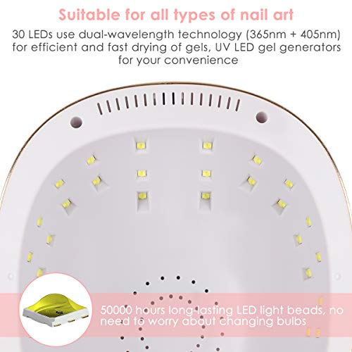 Lámpara Secador de Uñas, NAVANINO LED/UV Gel Esmalte de Uñas Curado Luz Máquina, 4 Modos con Sensor Automático y Pantalla LCD Para Manicura/Pedicure Nail Art en el Hogar y el Salón, 54W