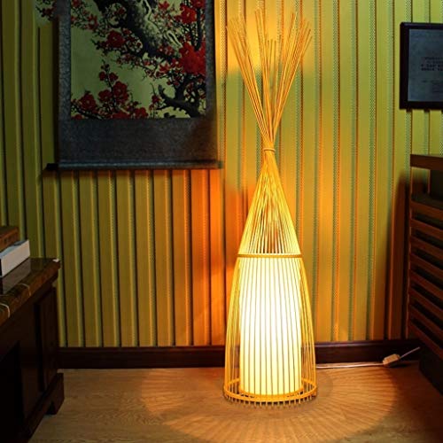 Lámparas de Pie Lámpara de Piso Luz de Pie Planta hecha a mano Lámpara de bambú de mimbre creativo decoración Zen piso Lámparas de leer de pie Lámpara LED Luminaria de luz for la sala de estar Salón d