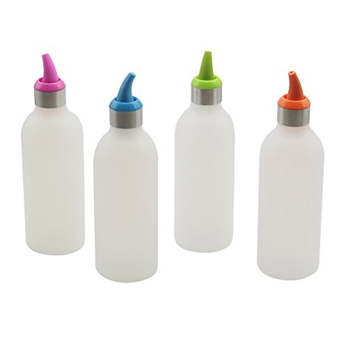 Lancoon Botellas de Plástico Paquete de 4 Botellas Transparentes Dispensadores Rellenables para Ketchup Mostaza Vinagre Salsas Aceite Sin BPA KT30