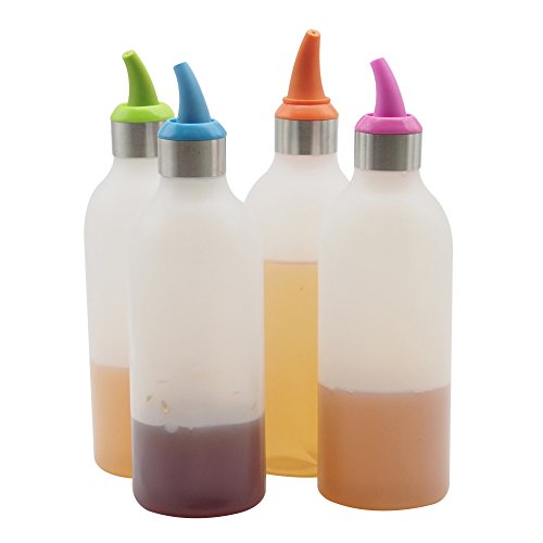 Lancoon Botellas de Plástico Paquete de 4 Botellas Transparentes Dispensadores Rellenables para Ketchup Mostaza Vinagre Salsas Aceite Sin BPA KT30