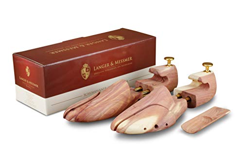 Langer & Messmer 3 pares de hormas de madera de cedro (para hombres y mujeres) - incluido calzador para viajes - tamaño UK 8/9 - EU 42/43 - ¡el original!