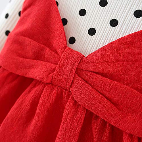 LANSKIRT Ropa de Recién Nacido Infantil bebé niñas Vestido Estampado de Flores del Arco Princesa Vestido de Manga Larga Otoño e Invierno Jumpsuit (1_Rojo, 6-12 Mes)