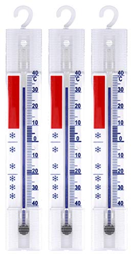 Lantelme 3 piezas Termómetro de Frigorífico Set Congelador Congelador Termómetro de Frío de Frigorífico Gancho Análogo + / - 40 °C 4883