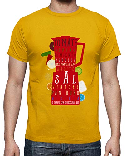 latostadora - Camiseta Gazpacho Almodovar para Hombre Amarillo Mostaza M