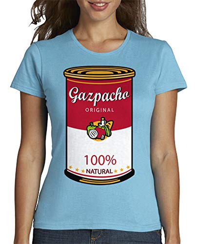 latostadora - Camiseta Gazpacho Soup para Mujer Azul Cielo XL