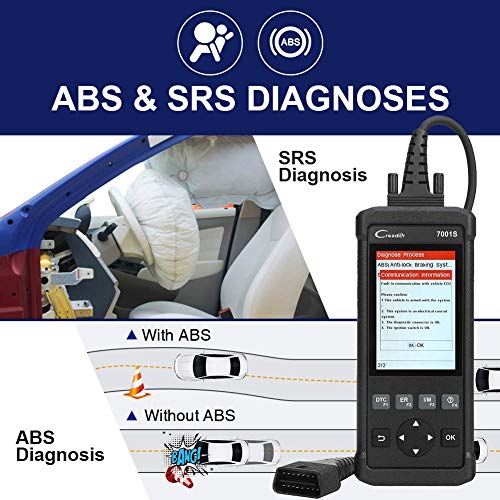 LAUNCH CReader 7001S Escáner de Automóvil Multimarca Diagnosis Auto ABS, SRS (Airbag) con Funciones OBD Completas para Vehículos OBD2 / Can y Reset Servicio de Aceite y EPB (Cambio Pastillas)