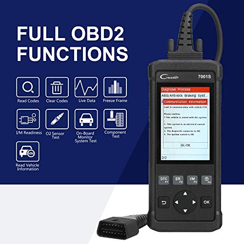 LAUNCH CReader 7001S Escáner de Automóvil Multimarca Diagnosis Auto ABS, SRS (Airbag) con Funciones OBD Completas para Vehículos OBD2 / Can y Reset Servicio de Aceite y EPB (Cambio Pastillas)