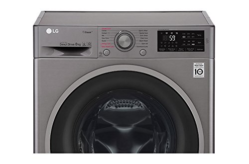 Lavadora carga frontal - LG F4J6TY8S, 8Kg, 1400 Rpm, Motor Direct Drive, A+++-30%, Inox