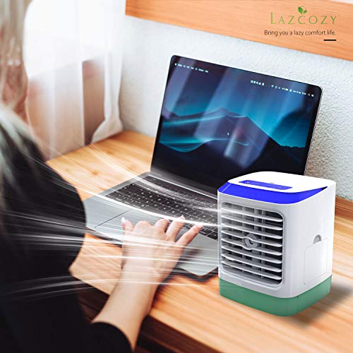 LAZCOZY mini Ventilador Humidificador Purificador Aire Acondicionado portátil de [Vhool-EU] USB Air Cooler con 3 Velocidades y 7 Colores Luz