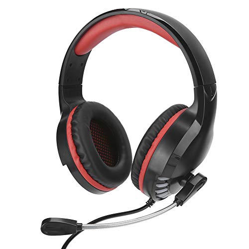 Lazmin112 Auriculares para Juegos con Cable USB, Auriculares para Juegos con luz de Color de Graves impactantes con Sonido estéreo y micrófono con reducción de Ruido, para Escritorio/PC(Negro Rojo)