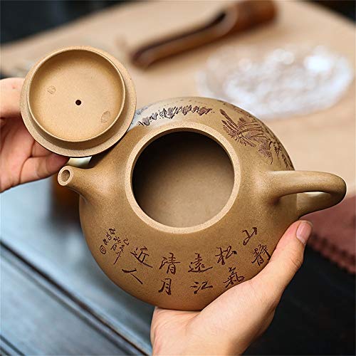 LBWLB Tetera China Tradicional Tetera pequeña China Kung Fu Antigua de cerámica,Tetera De Arena Morada, Juego De Té Kung Fu/Tetera DoméStica Puramente Hecha A Mano, Regalos Artesanales Exquisitos