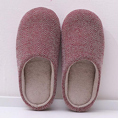 LDDNZH Zapatillas para Mujer Algodón Slippers,Rosa Roja En Franjas De Espuma De Memoria Lavable A Máquina Amplia Prueba De Desgaste Transpirable De Zapatillas para Mujeres Chica Otoño Invierno Inter