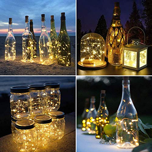 LE 2m 20 LED Luces de Botella de Vino Cobre con Corcho, Pack de 8, a Pilas, Guirnaldas Luces LED Blanco Cálido, Decorativas para Romántico Boda, Navidad, Fiesta, Hogar, Exterior, Jardín