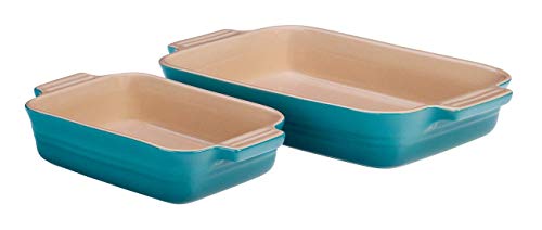 LE CREUSET Bandeja Rectangular, para 6 porciones, Cerámica de gres, Azul (Caribe), 32 cm