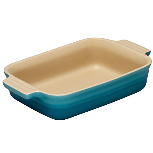 LE CREUSET Bandeja Rectangular, para 6 porciones, Cerámica de gres, Azul (Caribe), 32 cm