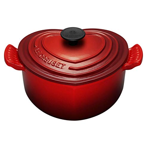 Le Creuset Cocotte de hierro fundido, Forma de corazón, diametro 20 cm, Apto para todas las fuentes de calor, incluso inducción, Cereza