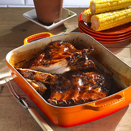 Le Creuset Evolution Bandeja Rectangular, Todas las fuentes de calor incl. inducción, 4,9 l, Hierro fundido, Naranja(Volcánico), 33 cm